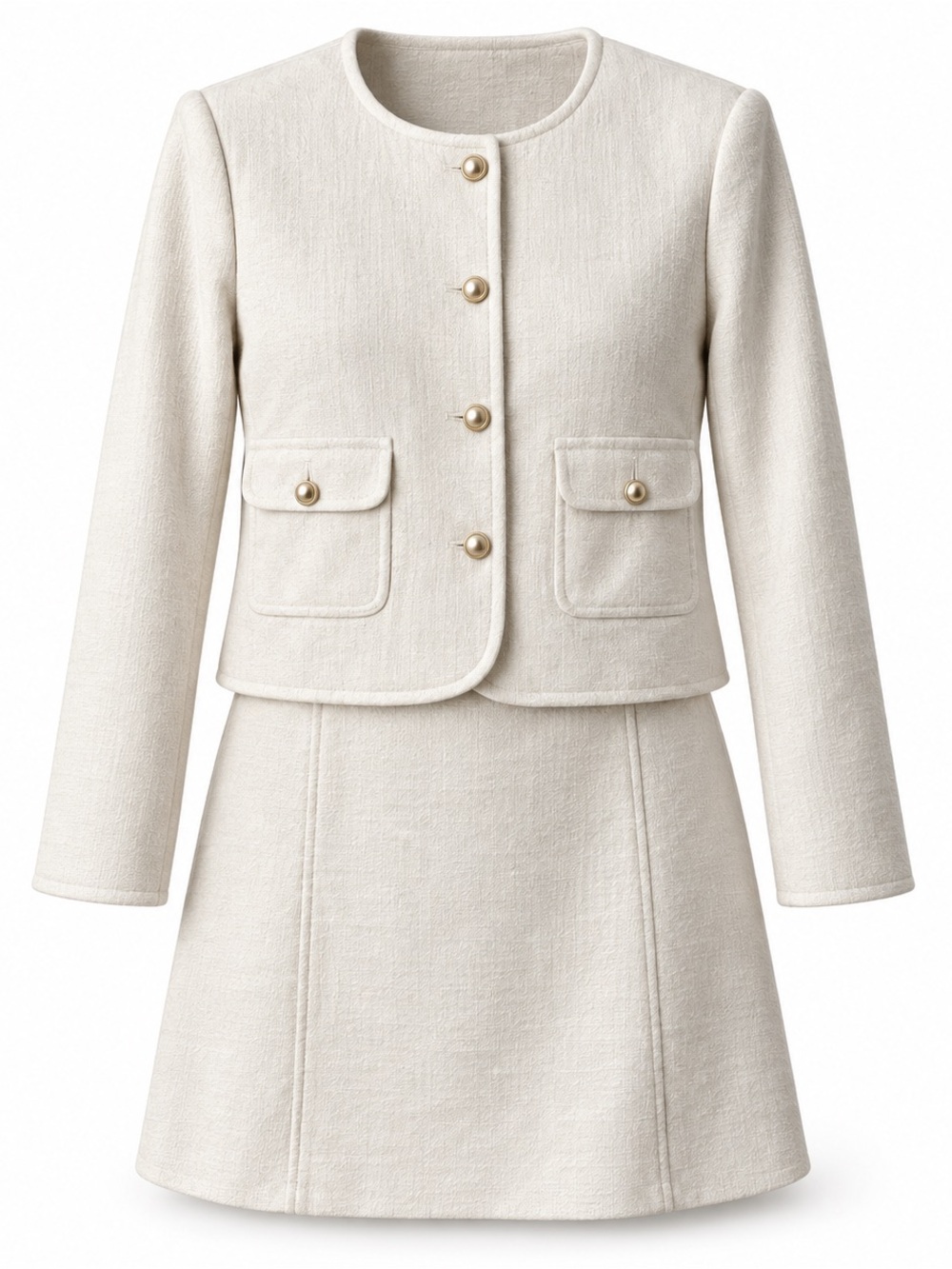 Marella Ivory Skirt Suit Gold Button Jacket US 10 / Skirt US 12